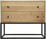 NOIR Downtown Side Table Elm and Black Iron