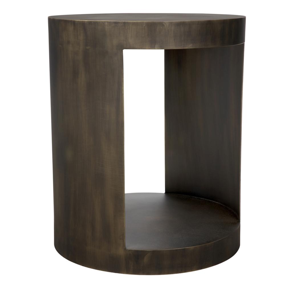 NOIR Chrysler Side Table Iron with Aged Brass Finish