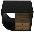NOIR Burton Side Table Left Hand Rubbed Black and Teak