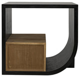 NOIR Burton Side Table Left Hand Rubbed Black and Teak