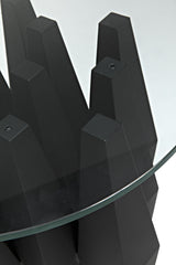 NOIR Soldier Side Table Black Steel with Glass Top