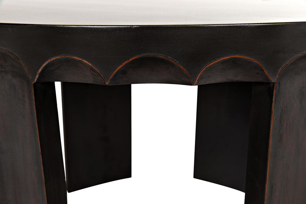 NOIR Fluted Side Table Pale with Light Brown Trim