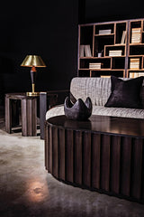 NOIR Fluted Side Table Pale with Light Brown Trim