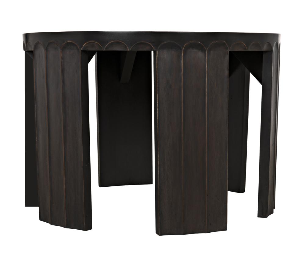 NOIR Fluted Side Table Pale with Light Brown Trim