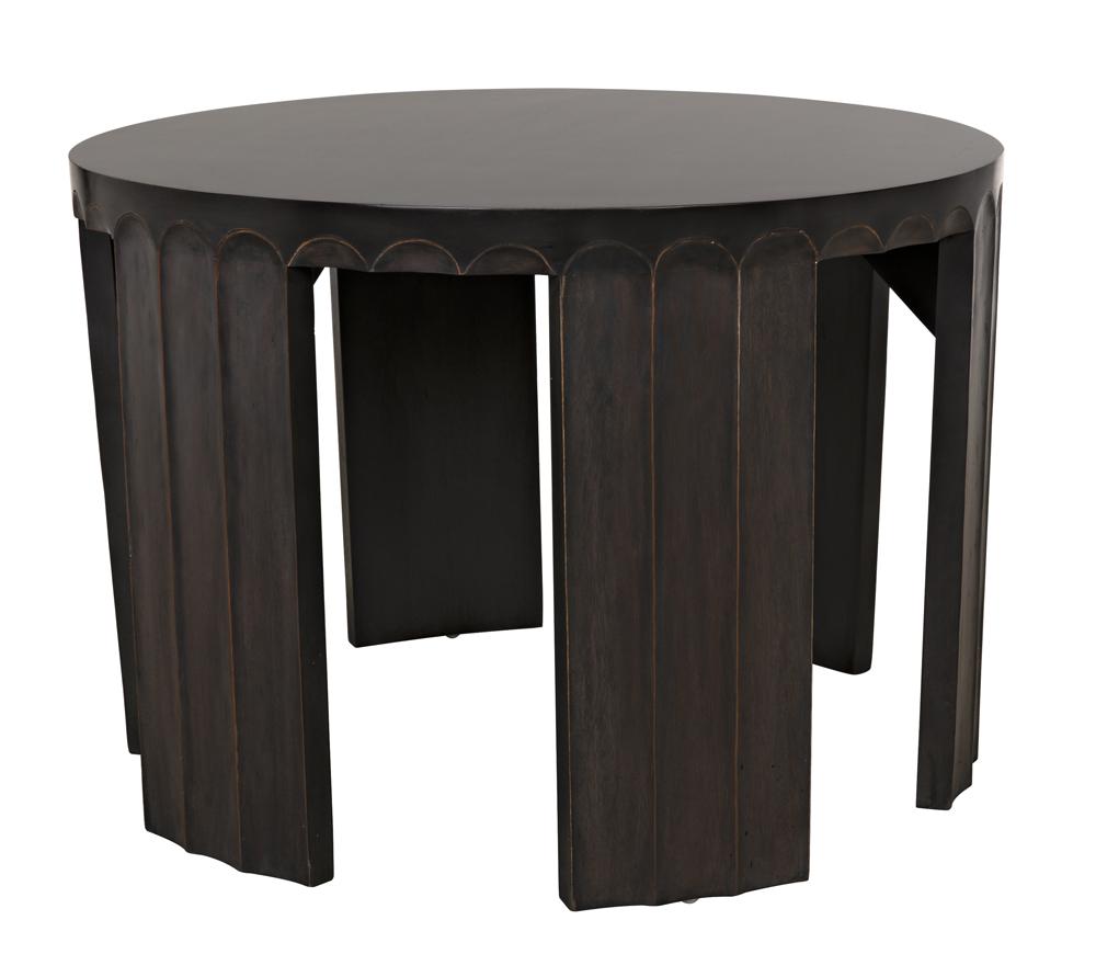 NOIR Fluted Side Table Pale with Light Brown Trim
