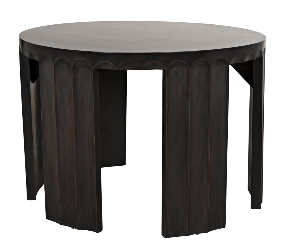 NOIR Fluted Side Table Pale with Light Brown Trim