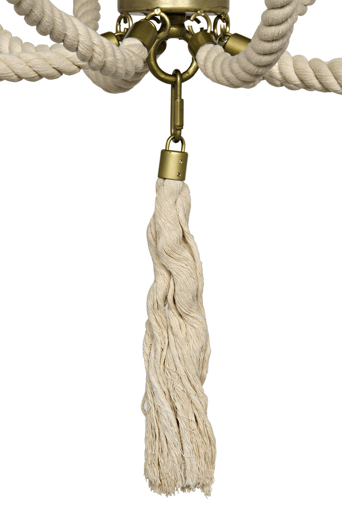 NOIR Alec Chandelier Antique Brass and Rope