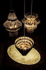 NOIR Domo Chandelier Steel and Metal Beads with Brass Finish
