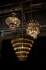NOIR Domo Chandelier Steel and Metal Beads with Brass Finish