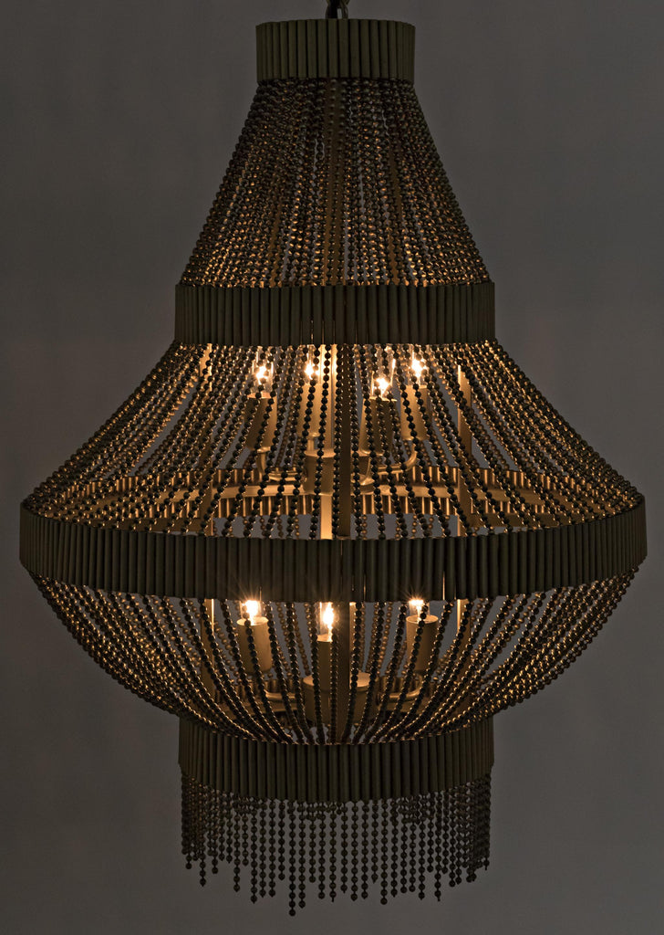 NOIR Domo Chandelier Steel and Metal Beads with Brass Finish
