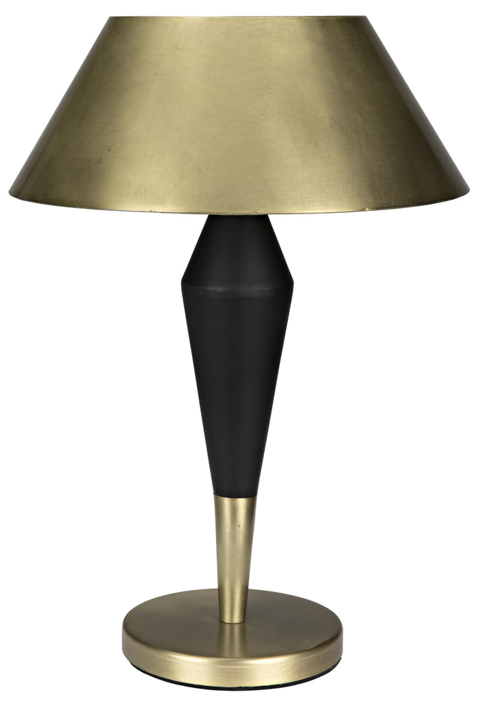 NOIR Blau Table Lamp Steel with Brass Finish and Black Steel Detail