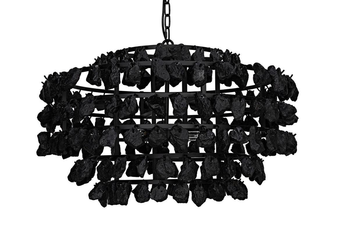 NOIR Vulcan Chandelier Black Steel with Black Glass