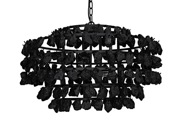 NOIR Vulcan Chandelier Black Steel with Black Glass