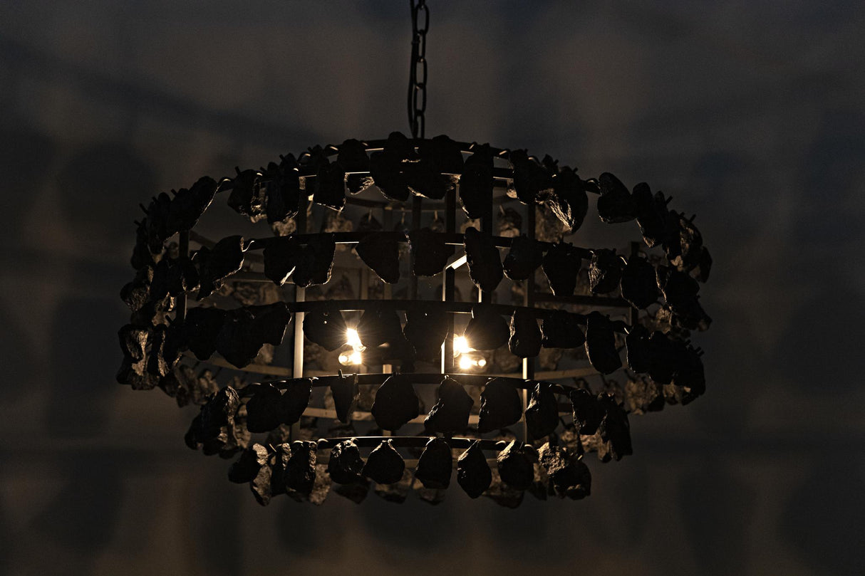 NOIR Vulcan Chandelier Black Steel with Black Glass