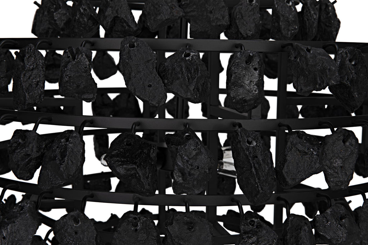 NOIR Vulcan Chandelier Black Steel with Black Glass