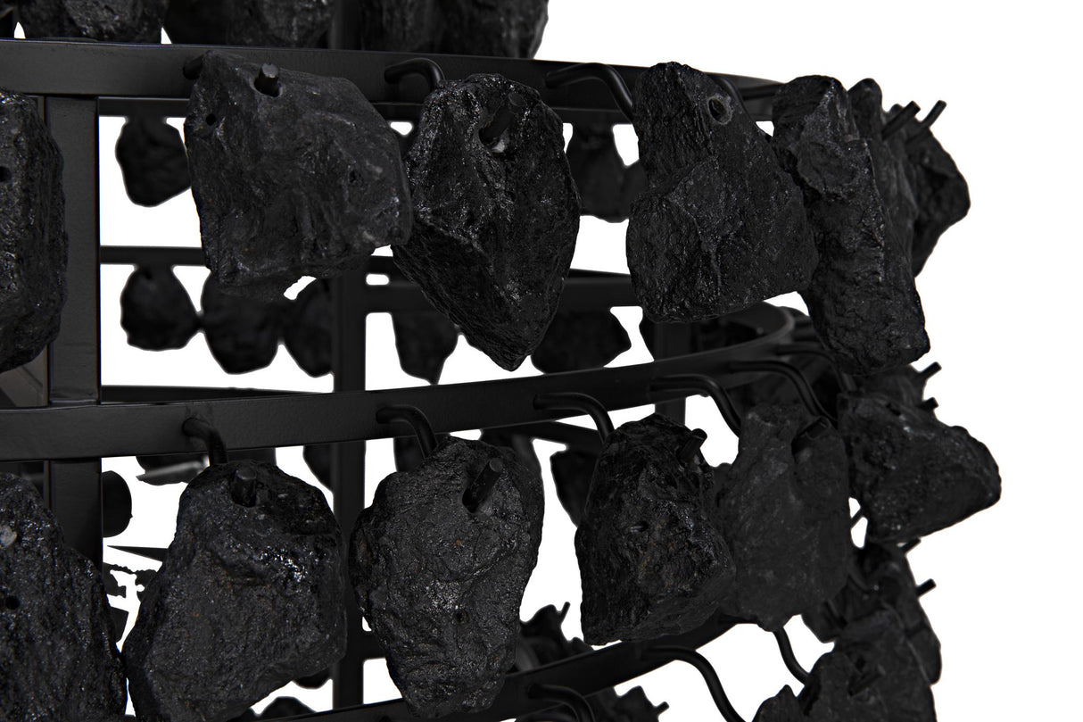 NOIR Vulcan Chandelier Black Steel with Black Glass