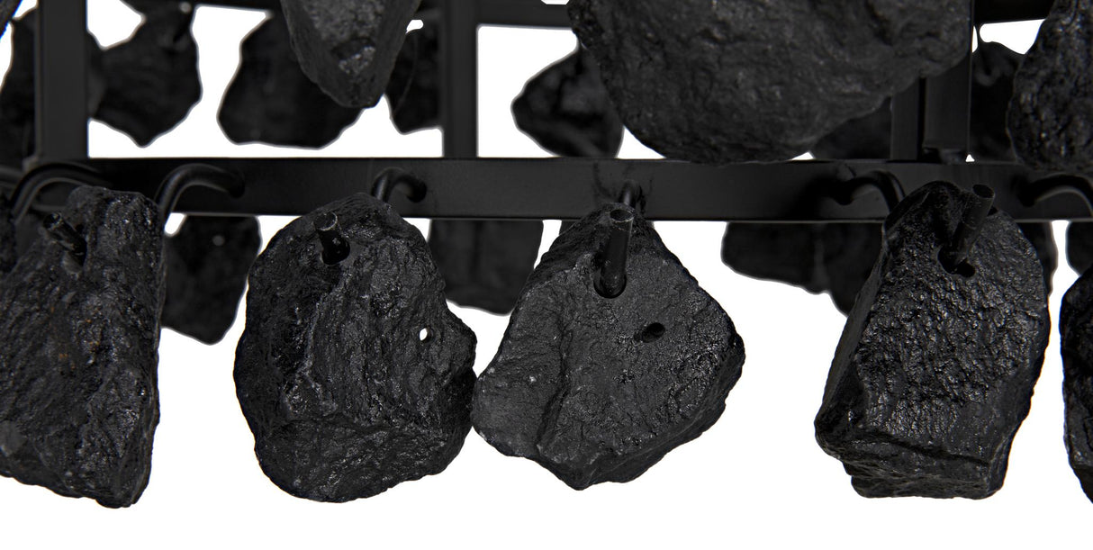 NOIR Vulcan Chandelier Black Steel with Black Glass