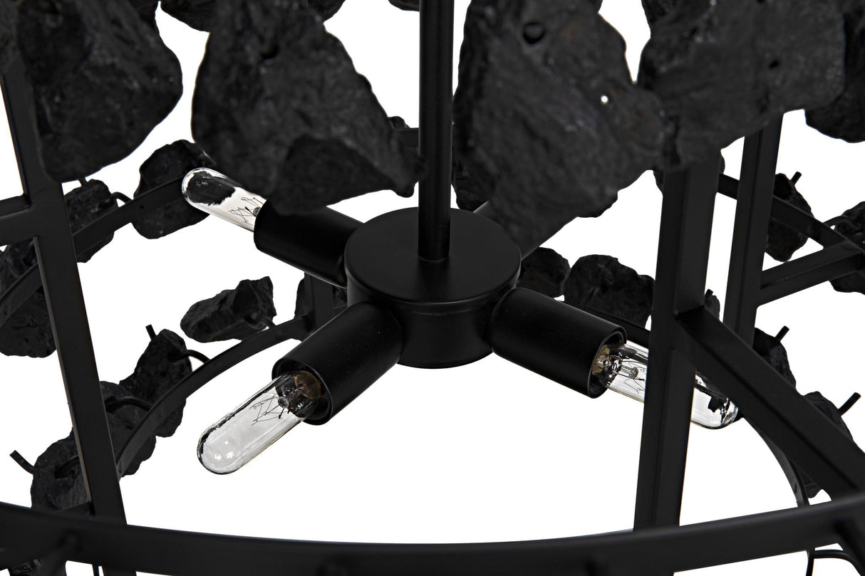 NOIR Vulcan Chandelier Black Steel with Black Glass