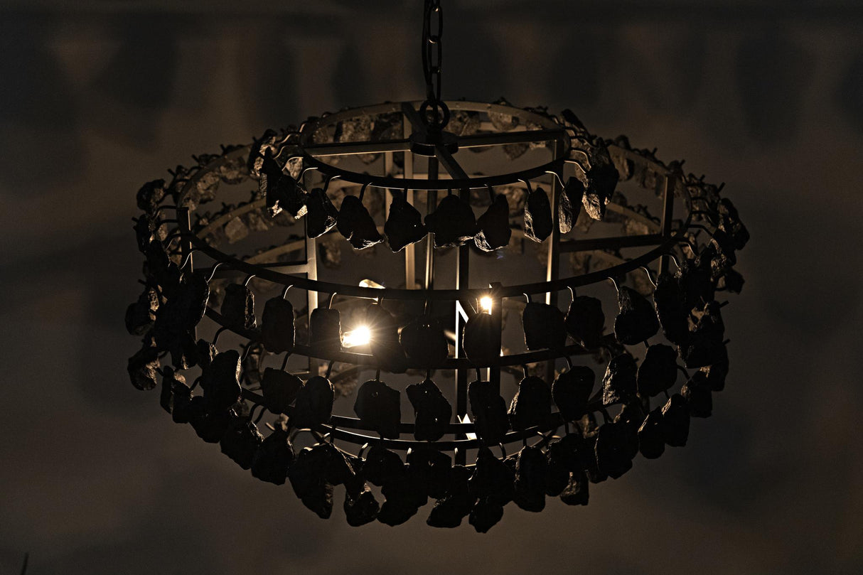 NOIR Vulcan Chandelier Black Steel with Black Glass
