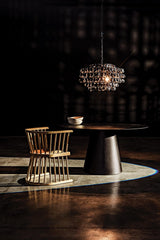NOIR Vulcan Chandelier Black Steel with Black Glass