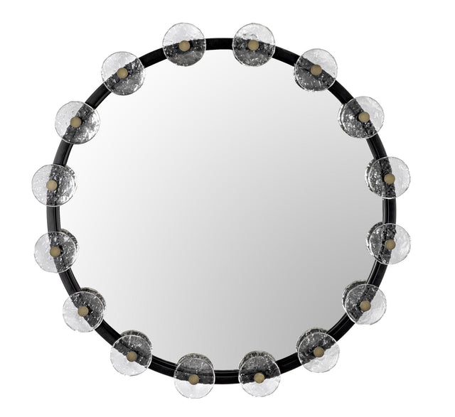 NOIR Moira Mirror with Glass Details Black Metal