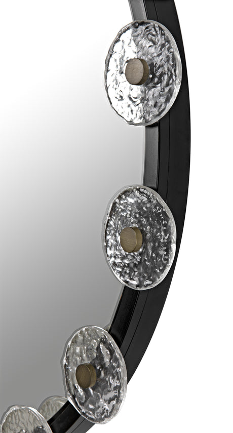 NOIR Moira Mirror with Glass Details Black Metal