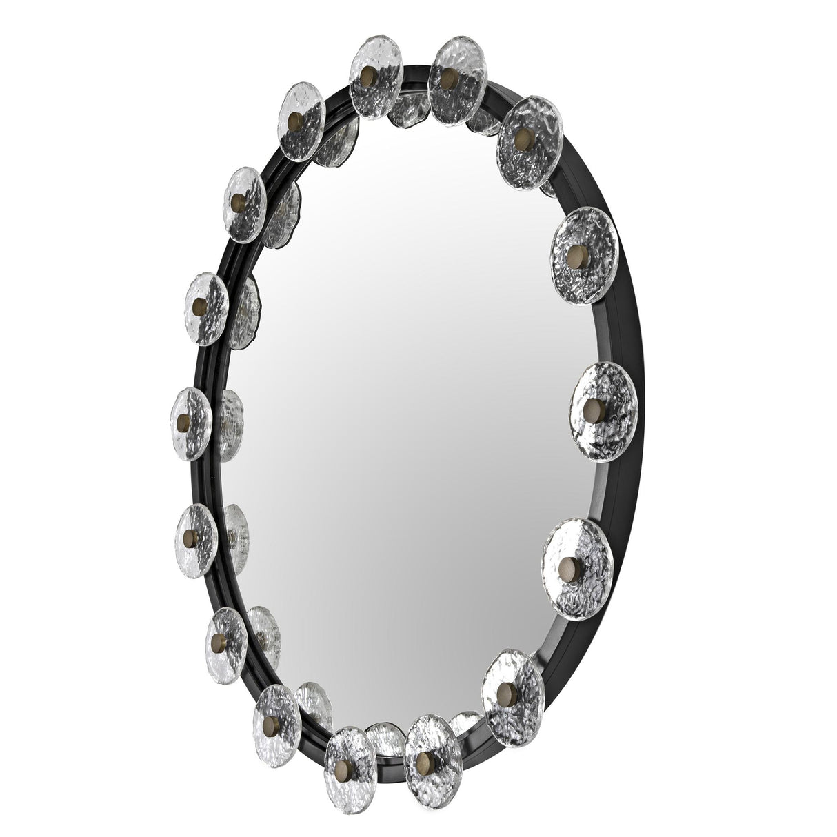 NOIR Moira Mirror with Glass Details Black Metal