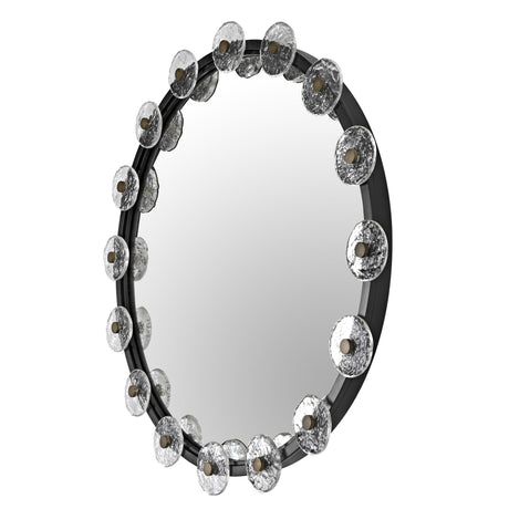 NOIR Moira Mirror with Glass Details Black Metal
