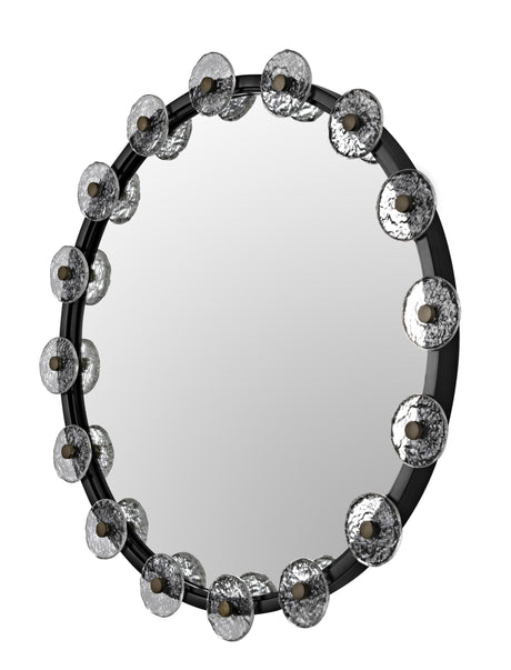 NOIR Moira Mirror with Glass Details Black Metal