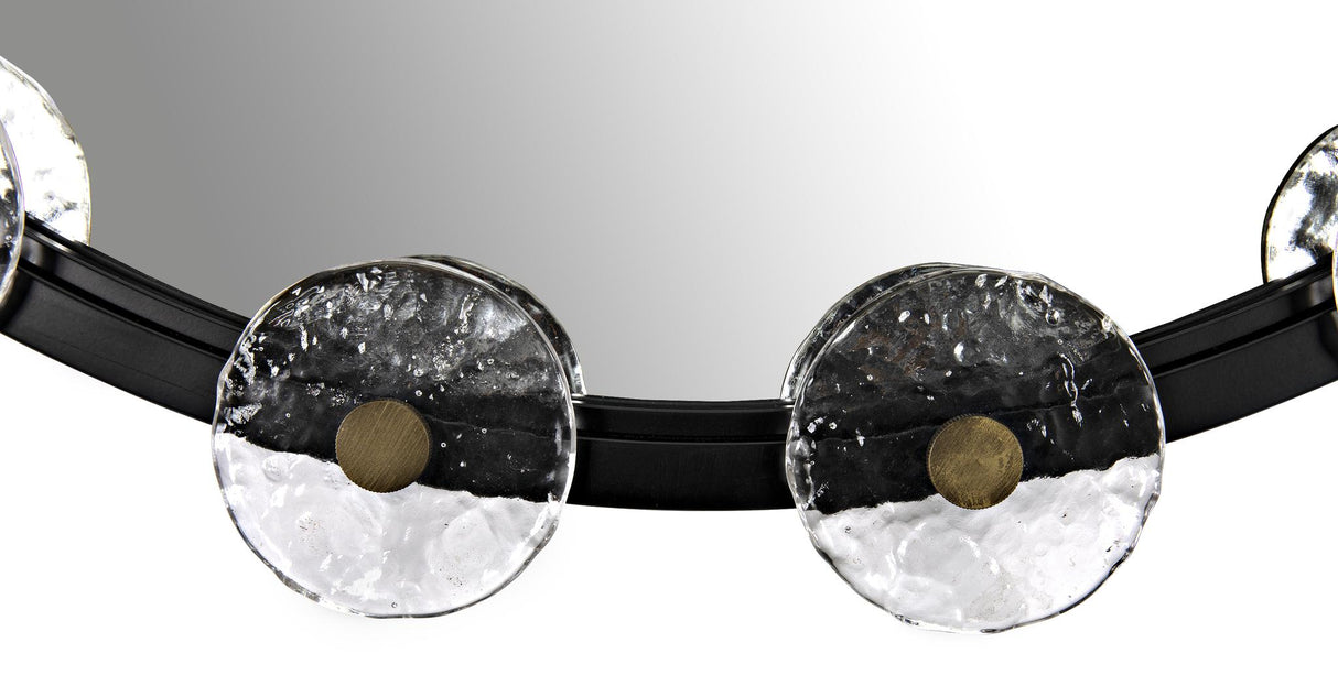 NOIR Moira Mirror with Glass Details Black Metal