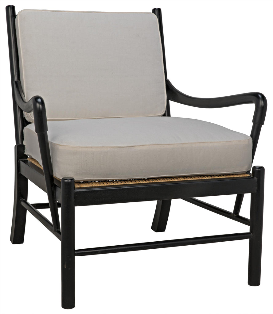 NOIR Kevin Chair with Rattan Hand Rubbed Black