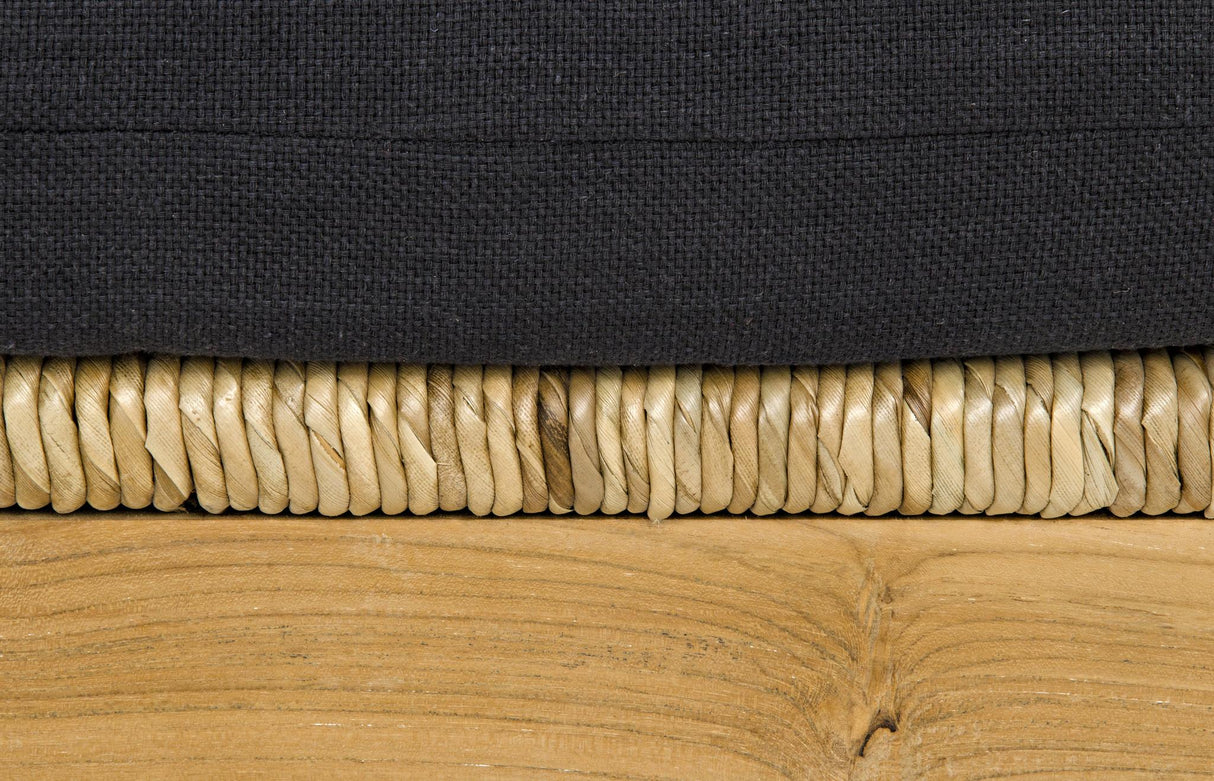 NOIR Martin Chair Teak Frame Woven Seat Black Woven Fabric