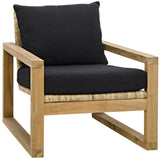 NOIR Martin Chair Teak Frame Woven Seat Black Woven Fabric