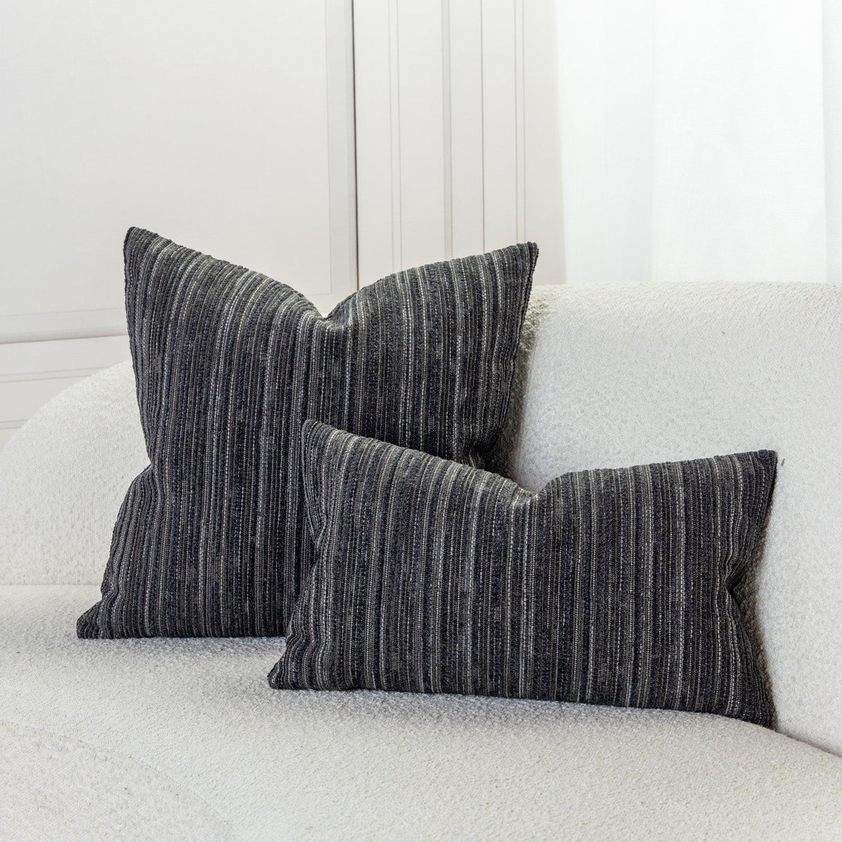 Elaine Smith Luxe Stripe Charcoal Black 20"x20" Decorative Pillow