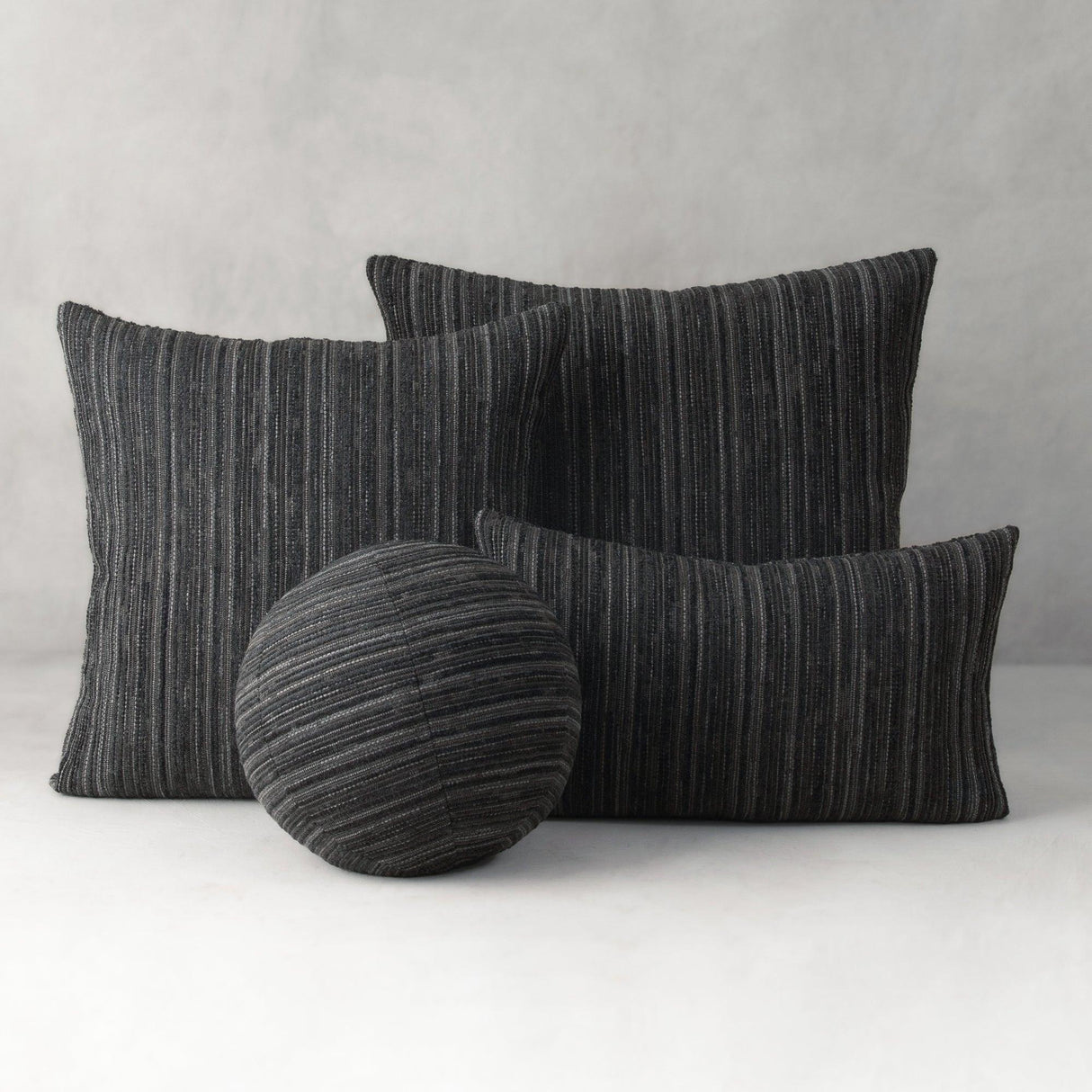 Elaine Smith Luxe Stripe Charcoal Black 20"x20" Decorative Pillow