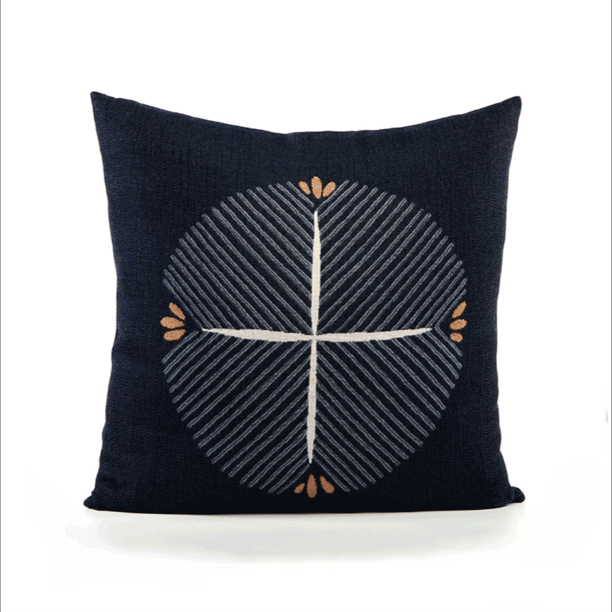 Elaine Smith Direction Indigo Deep Blue 20"x20" Decorative Pillow