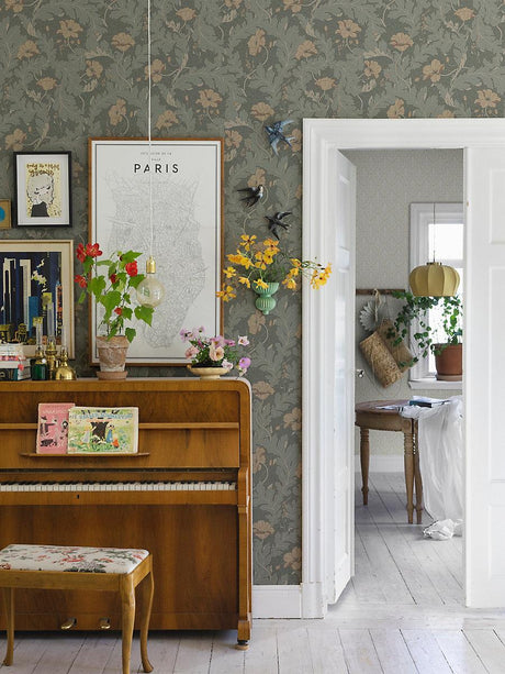 Scalamandre Charlotta Forest Green Wallpaper