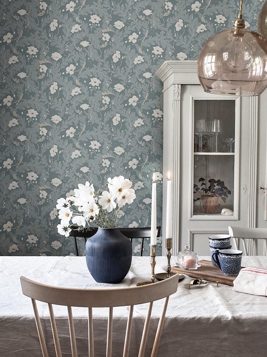 Scalamandre Charlotta Petrol Wallpaper