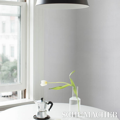 Schumacher Chevron Texture White Wallpaper