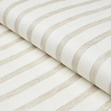 Schumacher Textured Linen Stripe White Wallpaper
