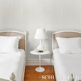 Schumacher Textured Linen Stripe White Wallpaper