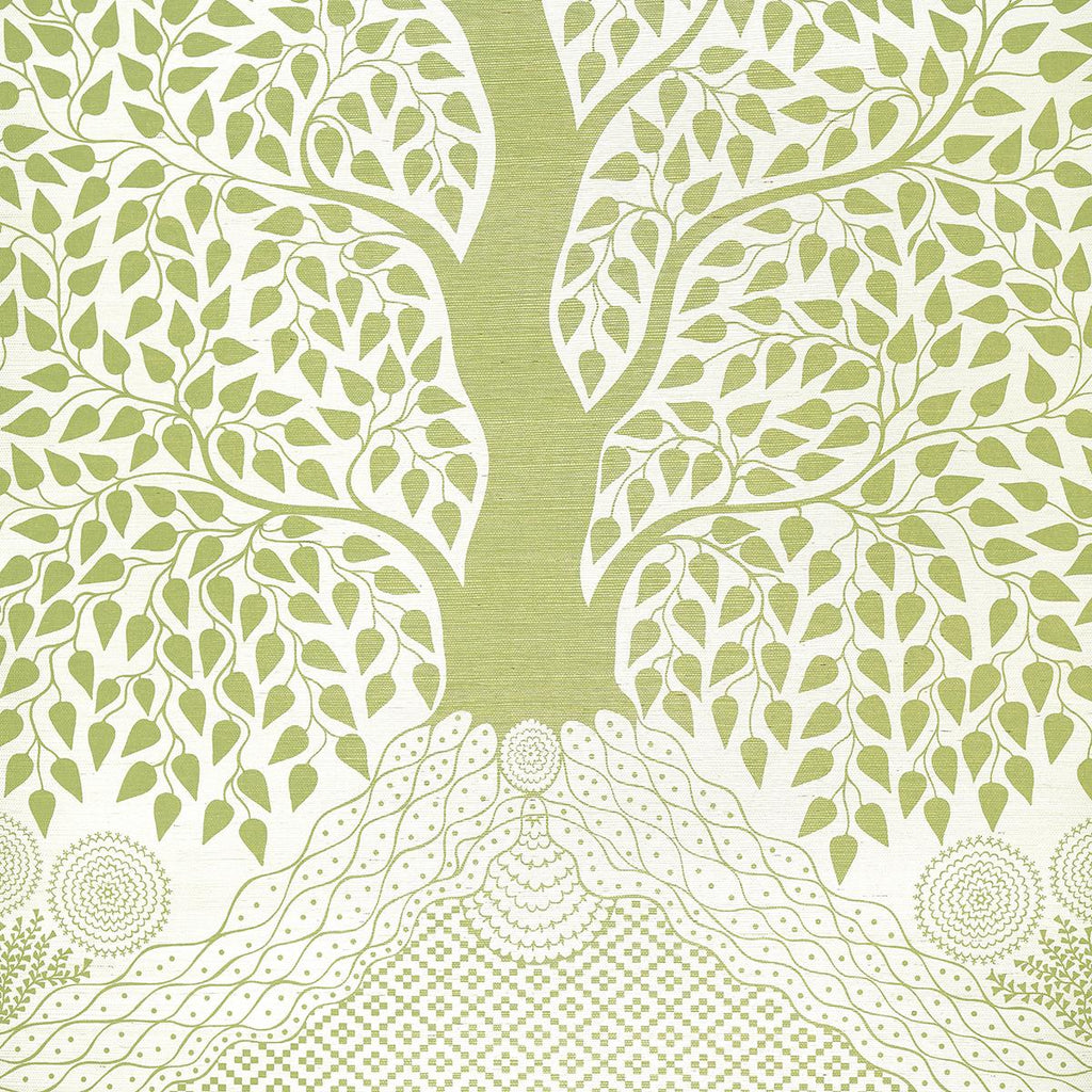 Schumacher Kayon Sisal Panel Soft Green Wallpaper