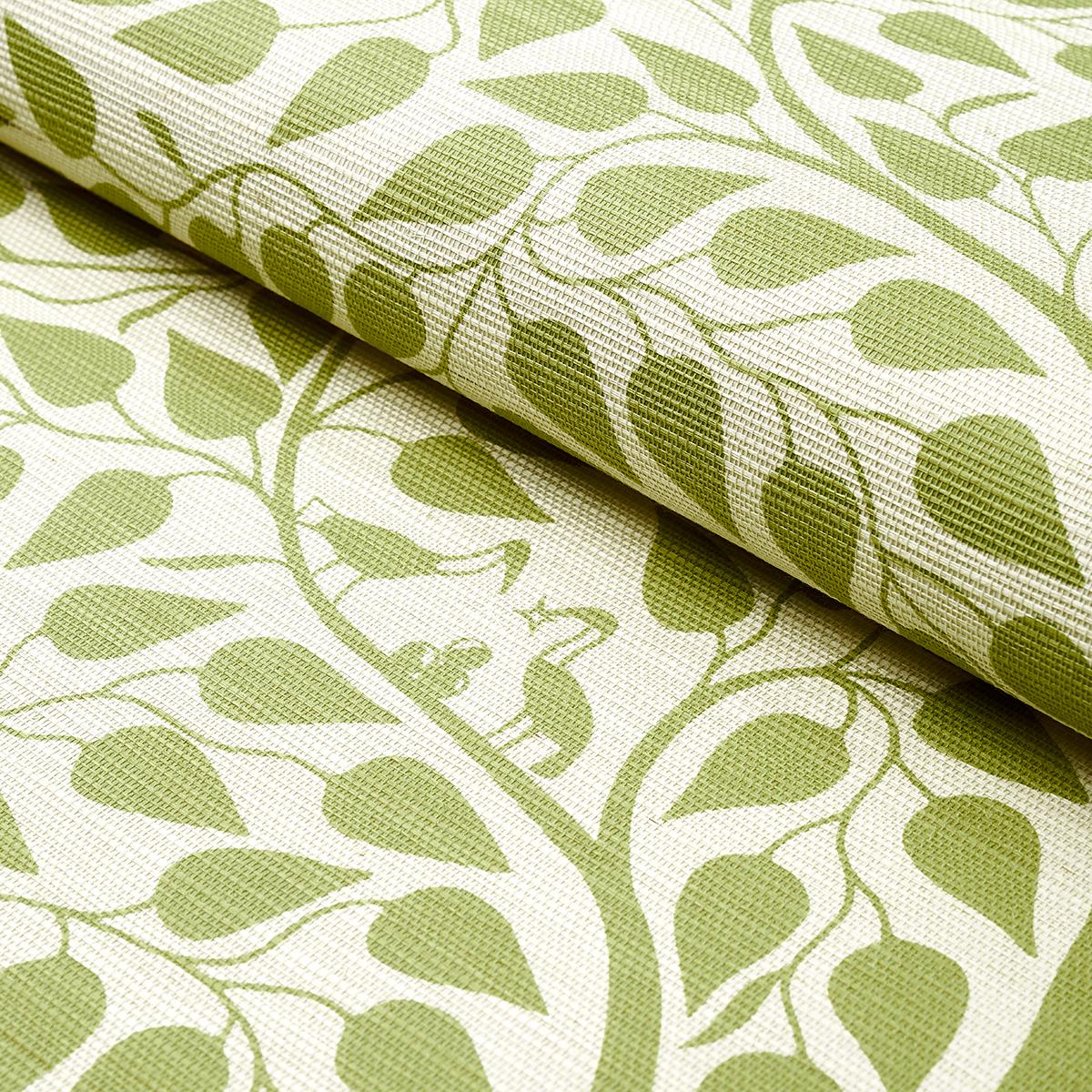 Schumacher Kayon Sisal Panel Soft Green Wallpaper