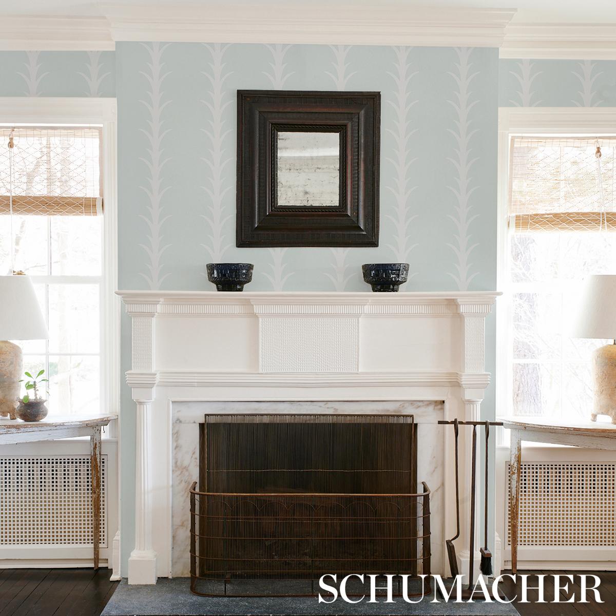Schumacher Acanthus Stripe Ivory On Mineral Wallpaper – DecoratorsBest
