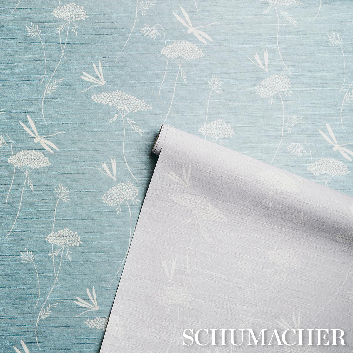Schumacher La Libellule Silk Moonstone Wallpaper