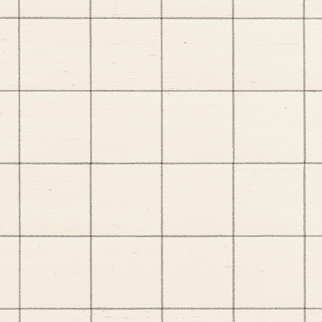 Schumacher Windowpane Embroidered Sisal Java Wallpaper