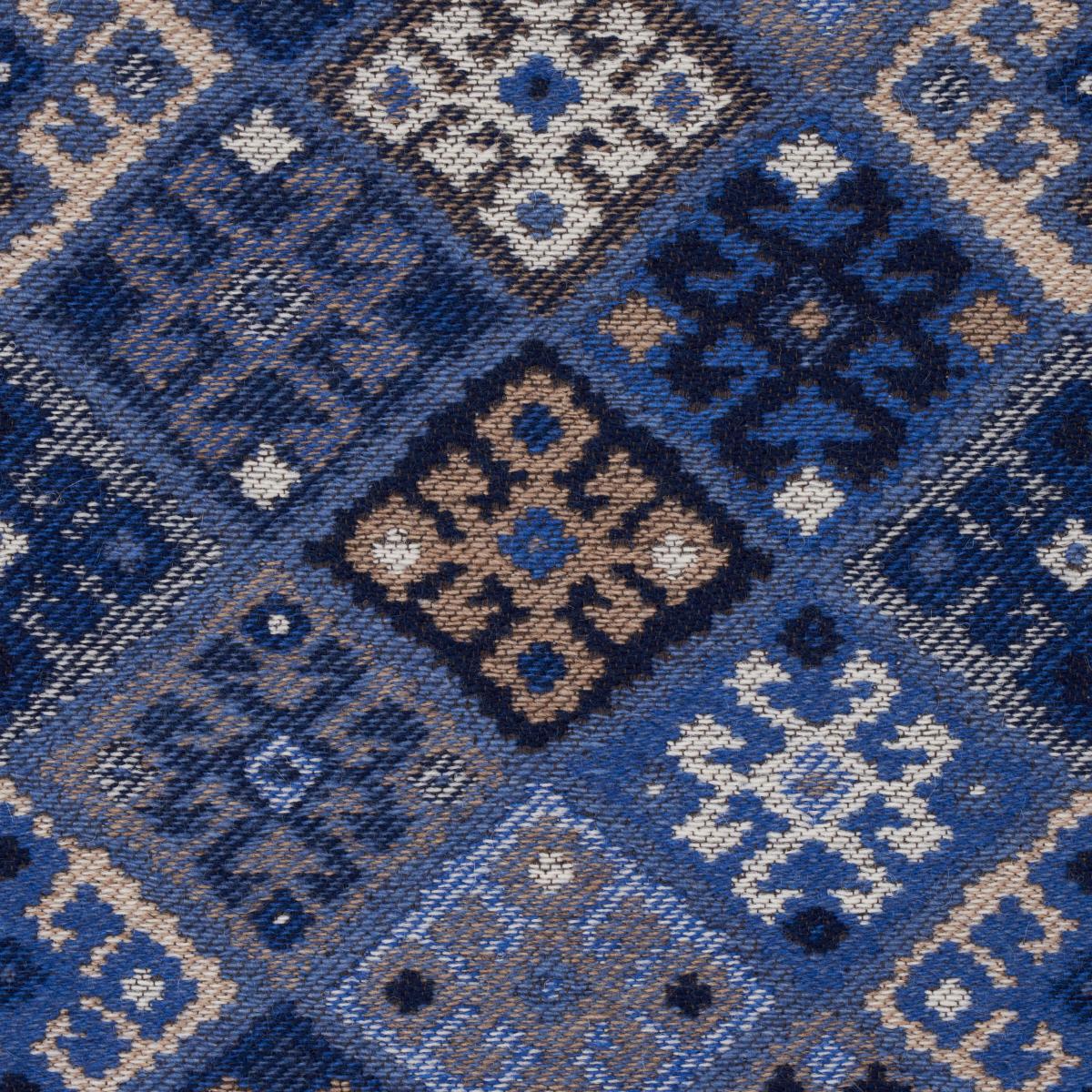 Schumacher Kilim Weave Blue Fabric