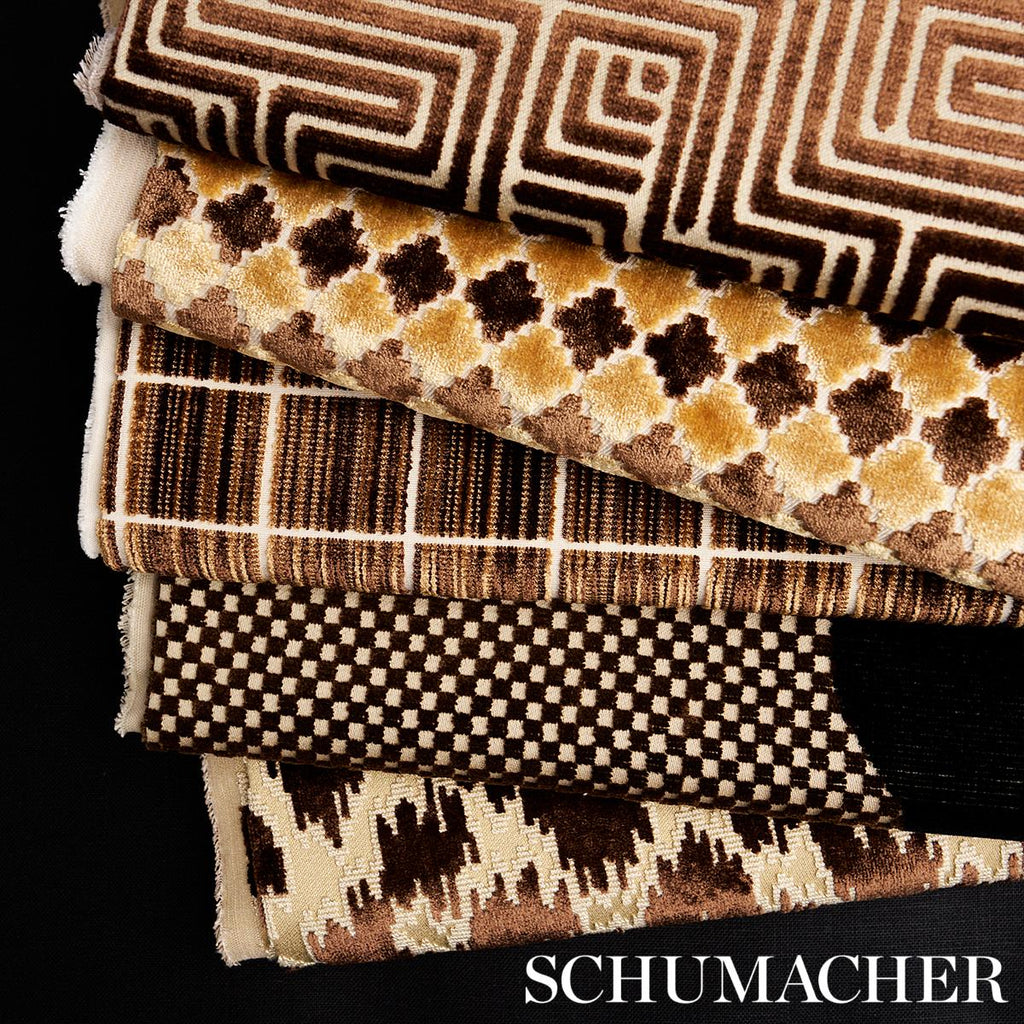 Schumacher Gustavian Dance Velvet Chocolate Fabric