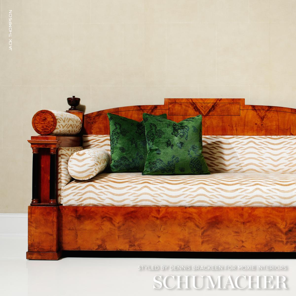Schumacher Sabi Tiger Velvet Camel Fabric