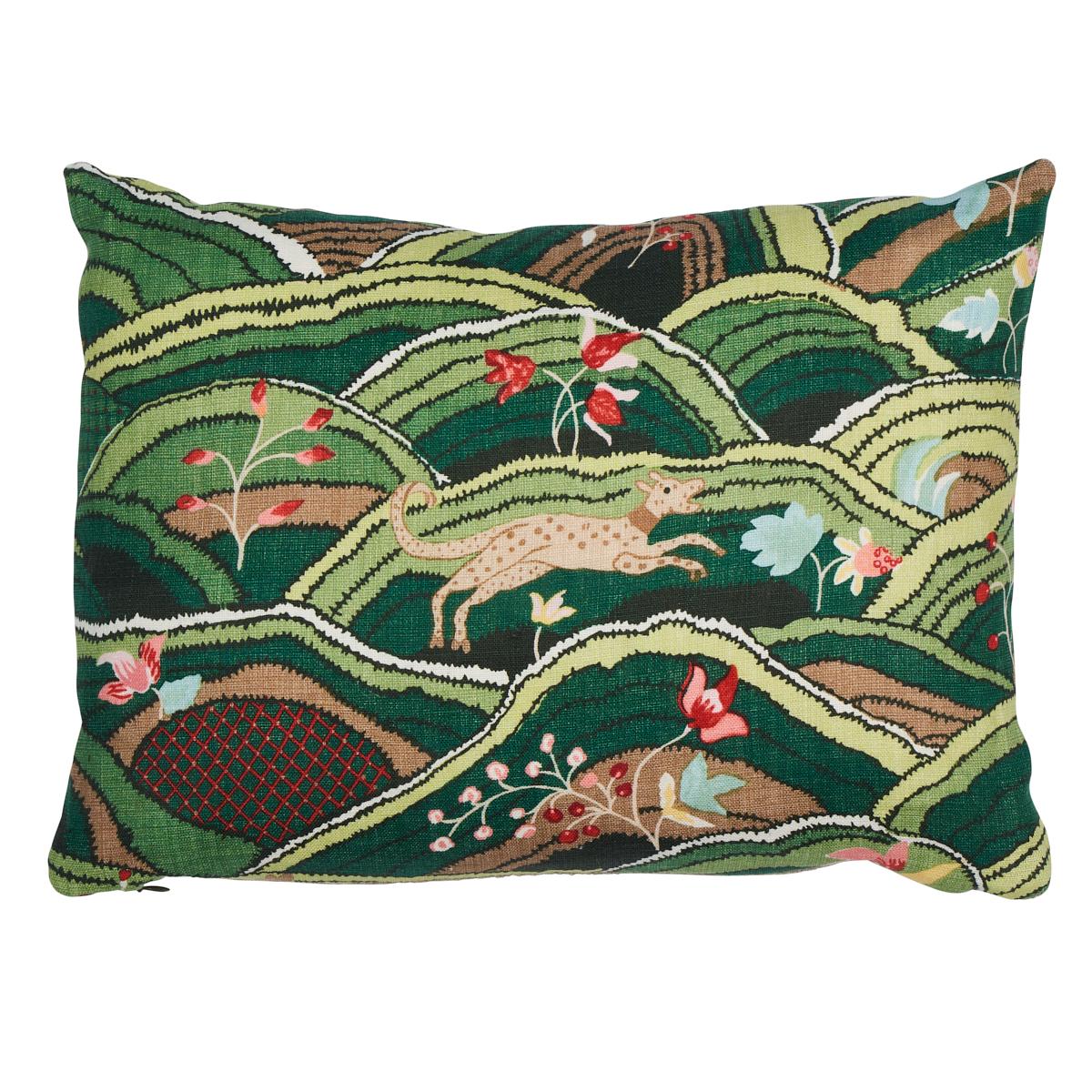 Schumacher Green 16" x 12" Rolling Hills Pillow
